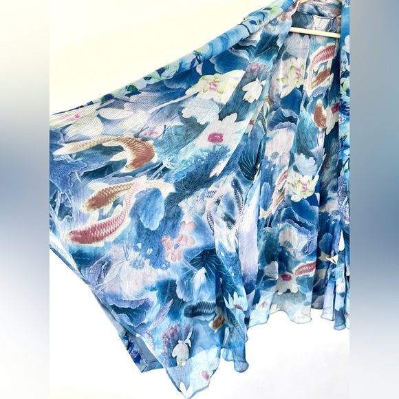 Soft Surroundings Tea Garden Topper Ethereal Open Front Blue Cardigan Sz Medium - Picture 5 of 11